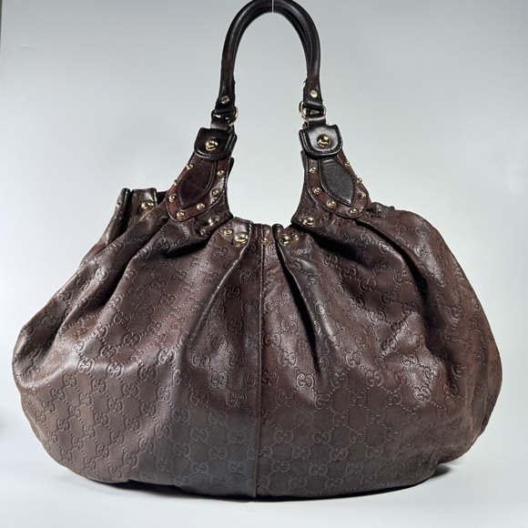 Gucci Guccissima Pelham Leather Studded Large Shoulder Bag - Picture 4 of 15